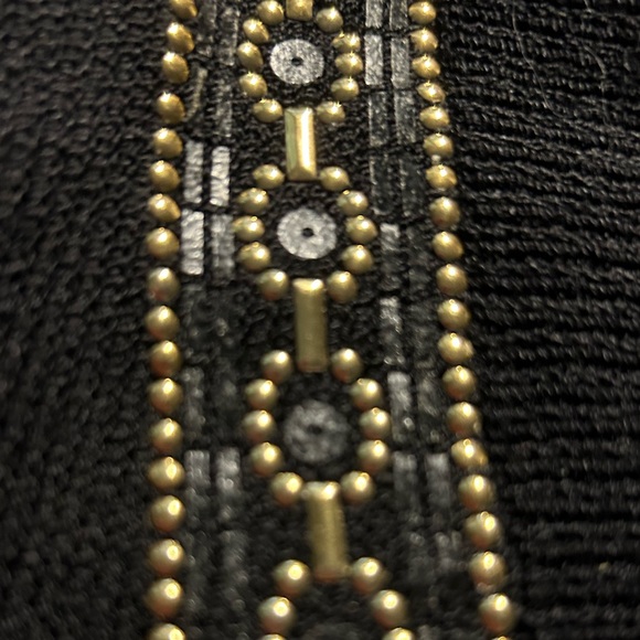 St John black v-neck sweater with gold and black sequin trim, size S. - Picture 5 of 6